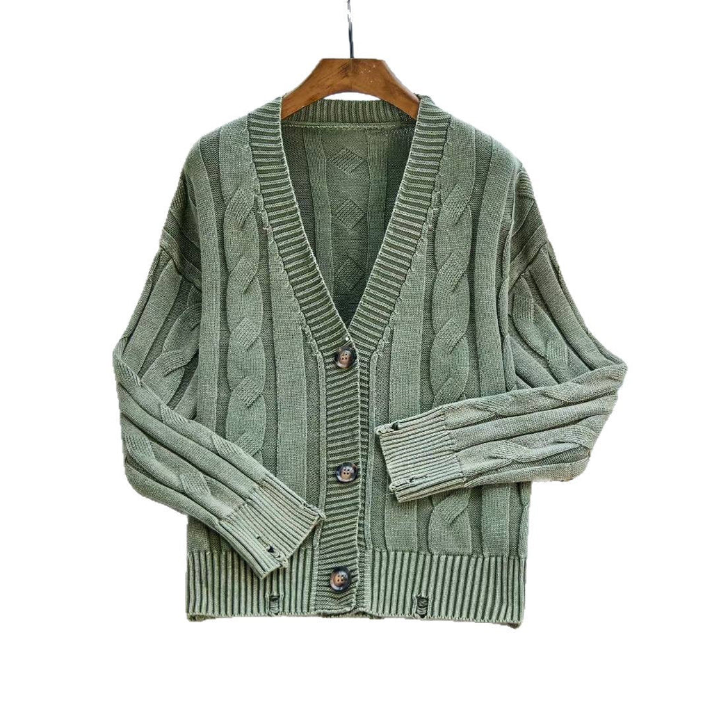 Women's Patterned Cardigan with Cable Knit and Button Details