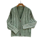 Women's Patterned Cardigan with Cable Knit and Button Details