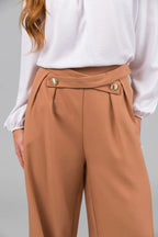 Women's Elegant Blouse with Bow Collar and Wide-Leg Trousers
