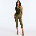Women's High-Waisted Glossy Capri Leggings