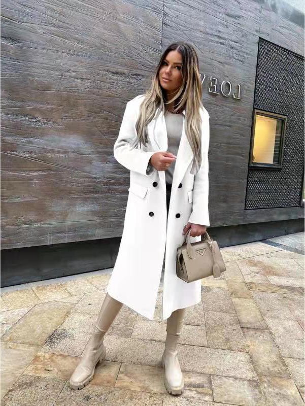 Women's Elegant and Timeless Double-Breasted Wool Coat