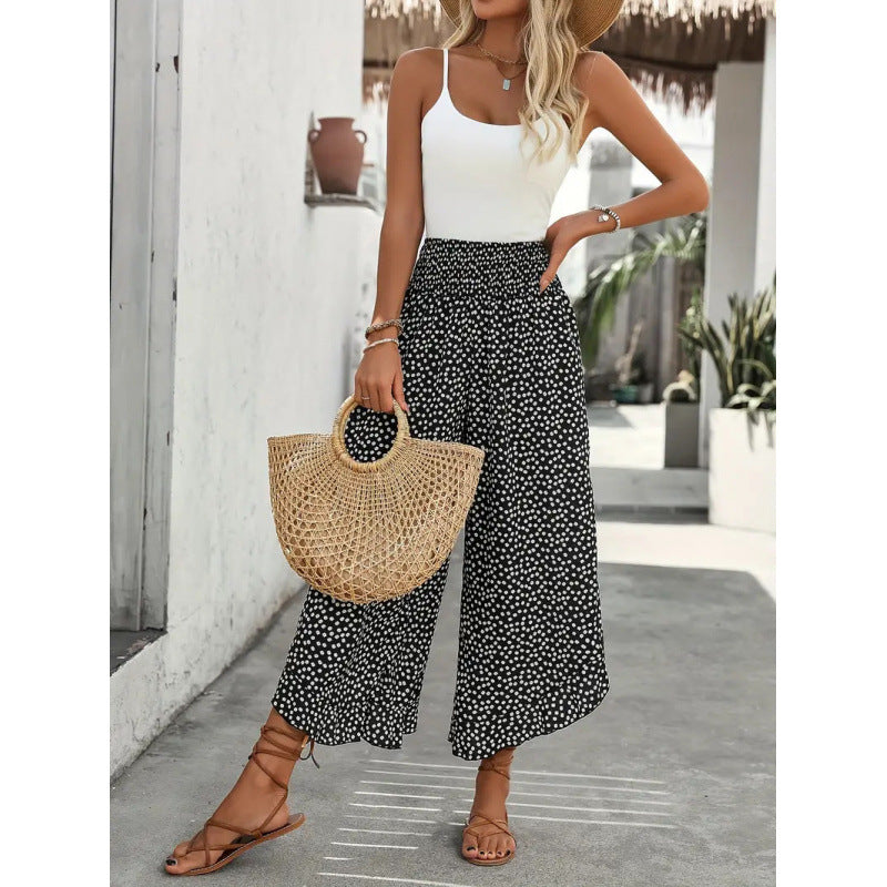 Women's Wide-Leg Lounge Pants with Polka-Dot Pattern