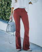 Women's High-Waisted Flared Corduroy Pants