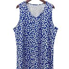 Women's Sleeveless V-Neck Top with Floral Print and Side Pockets
