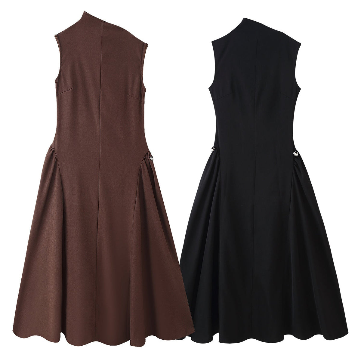 Women's Sleeveless Evening Dress with Asymmetrical Cut and Elegant Drape