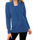 Women's Elegant V-Neck Sweater with Textured Design