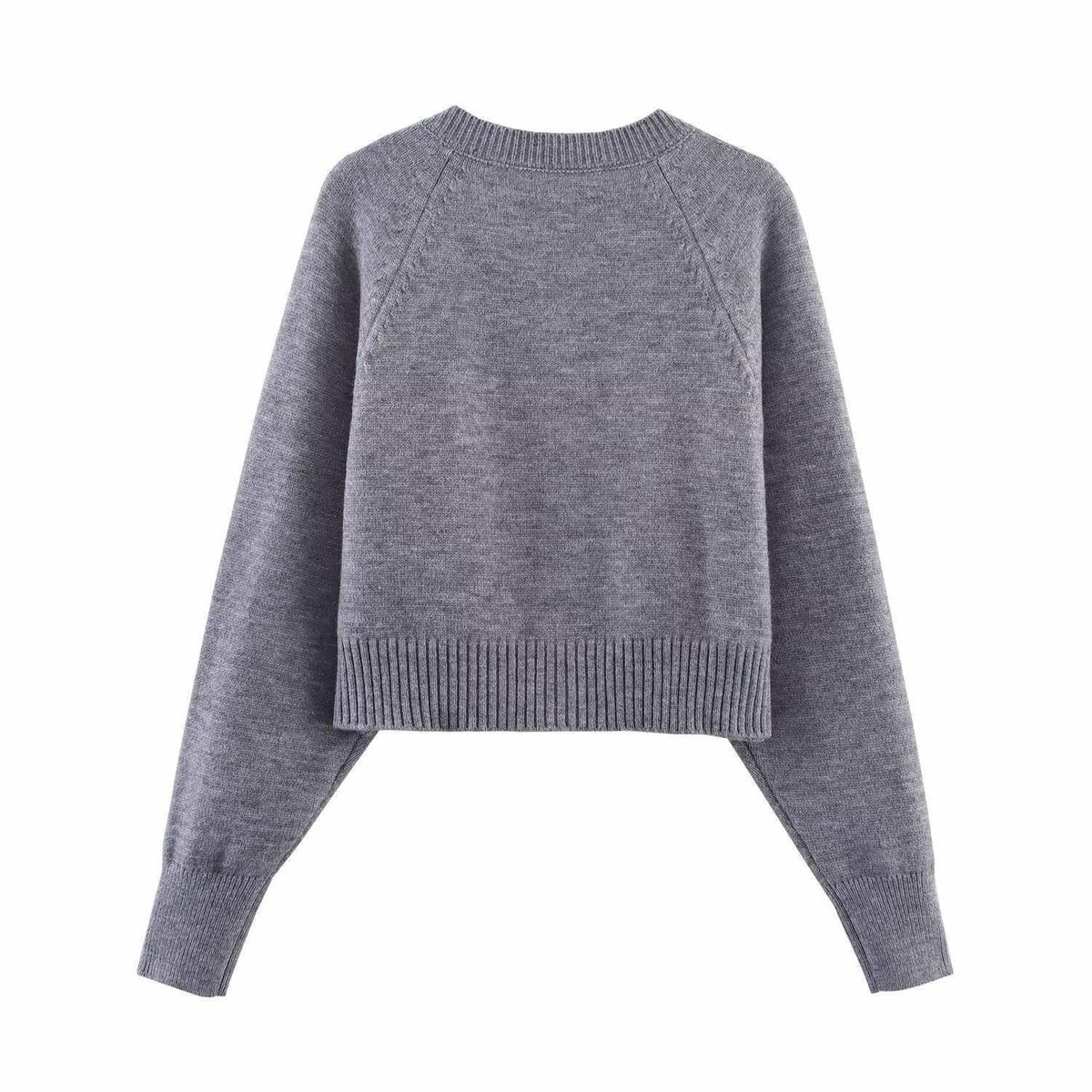 Women's Cropped Cardigan with Button Details and Elastic Waistband