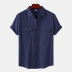 Women's Short-Sleeve Shirt with Practical Chest Pockets and Casual Structure