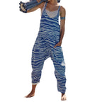 Women's Casual Wide-Cut Overall with Playful Wave Pattern