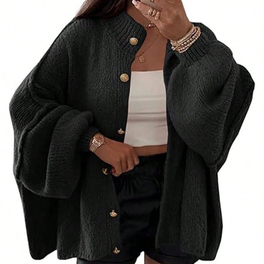 Women's Fluffy Cardigan with Dropped Shoulders