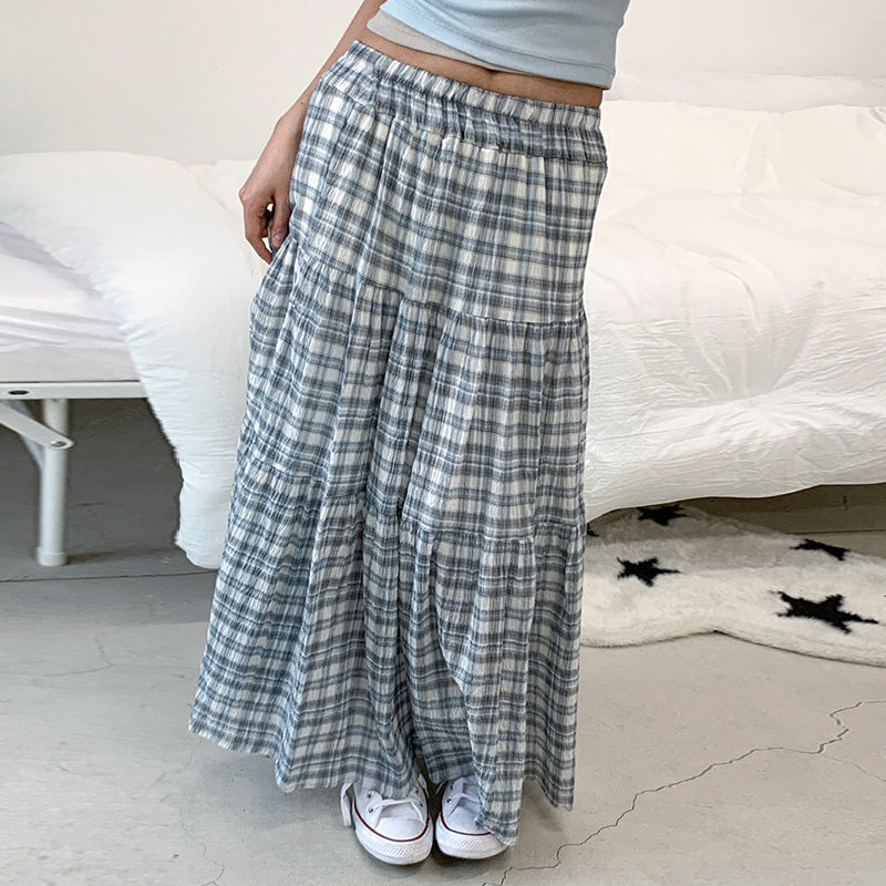 Women's Plaid Tiered Maxi Skirt