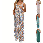 Casual Women's Jumpsuit with Floral Patterns and Pockets