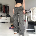 Women's Cargo Pants with Side Pockets and Adjustable Waist