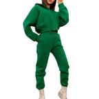Women's Comfortable Oversized Two-Piece Jogging Suit with Half-Zip Hood