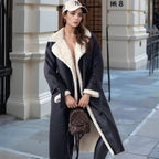 Women's Lined Long Coat with Chic Collar