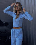 Women's Fashionable Hoodie Set with Casual Cut and Elastic Waistband