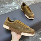 Women's Breathable Suede Casual Sneakers with Perforated Details