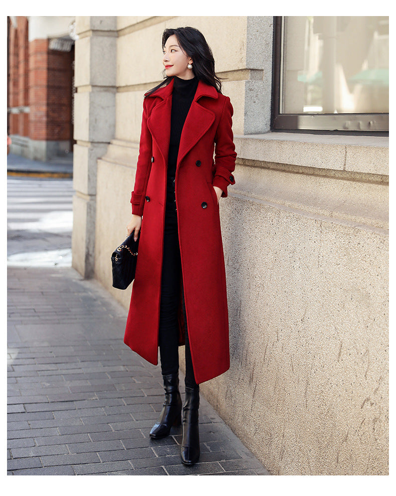 Women's Elegant Trench Coat with Double-Breasted Design