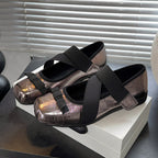 Women's Ballet Flats with Elastic Straps and Decorative Bow