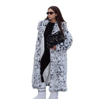 Women's Elegant Faux Fur Coat with Luxurious Pattern