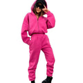 Women's Comfortable Oversized Two-Piece Jogging Suit with Half-Zip Hood