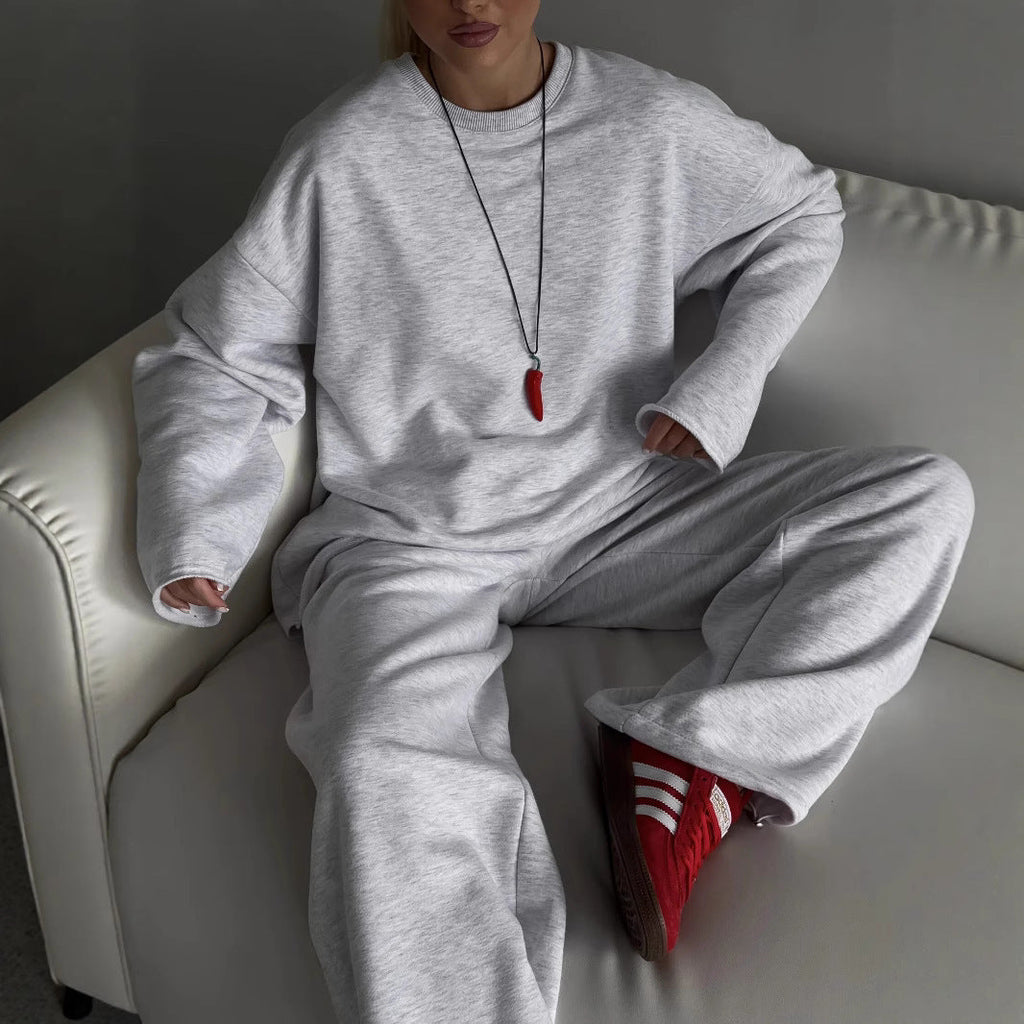Casual Oversized Sweatshirt and Wide Jogger Set