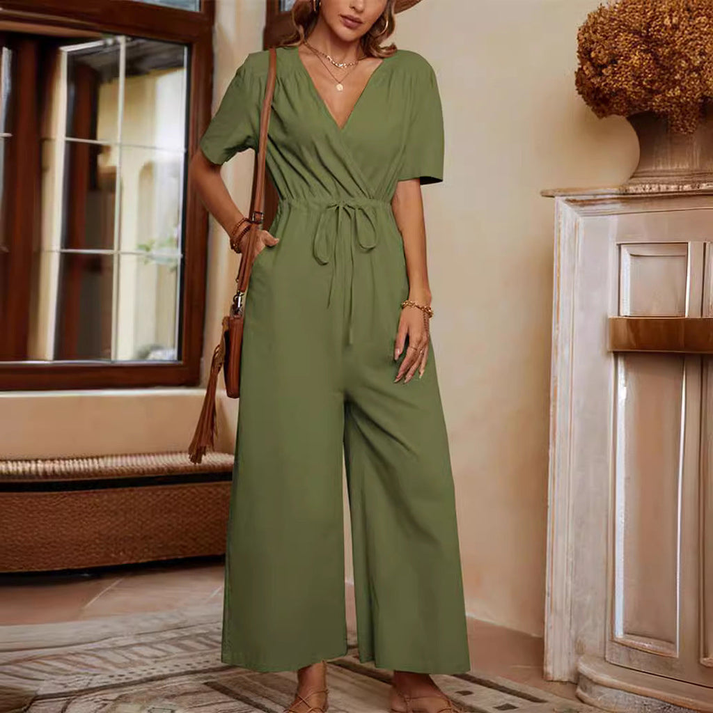 Casual High-Waisted Jumpsuit with Pockets