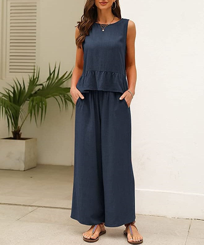 Women's Airy Jumpsuit with Ruffled Hem