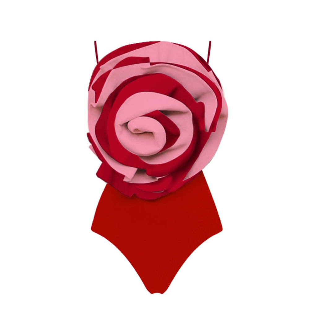Women's Swimsuit with Decorative Rose Motif