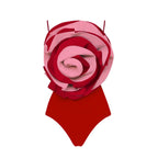 Women's Swimsuit with Decorative Rose Motif