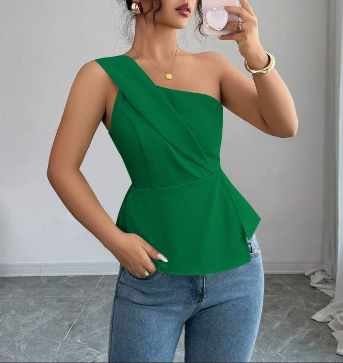 Asymmetric Draped Peplum Top