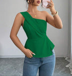 Asymmetric Draped Peplum Top