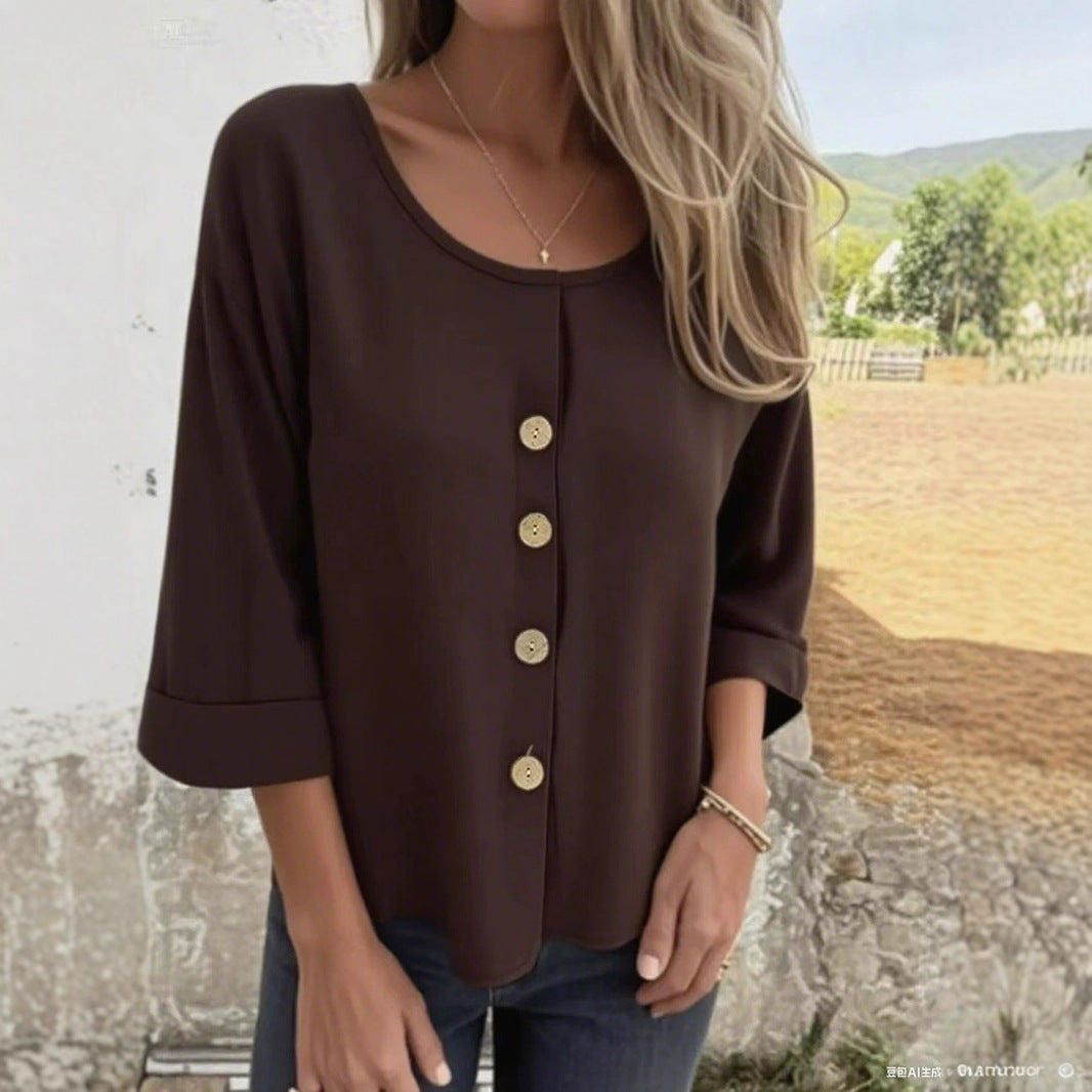 Women's Elegant and Casual Blouse with Button Detail