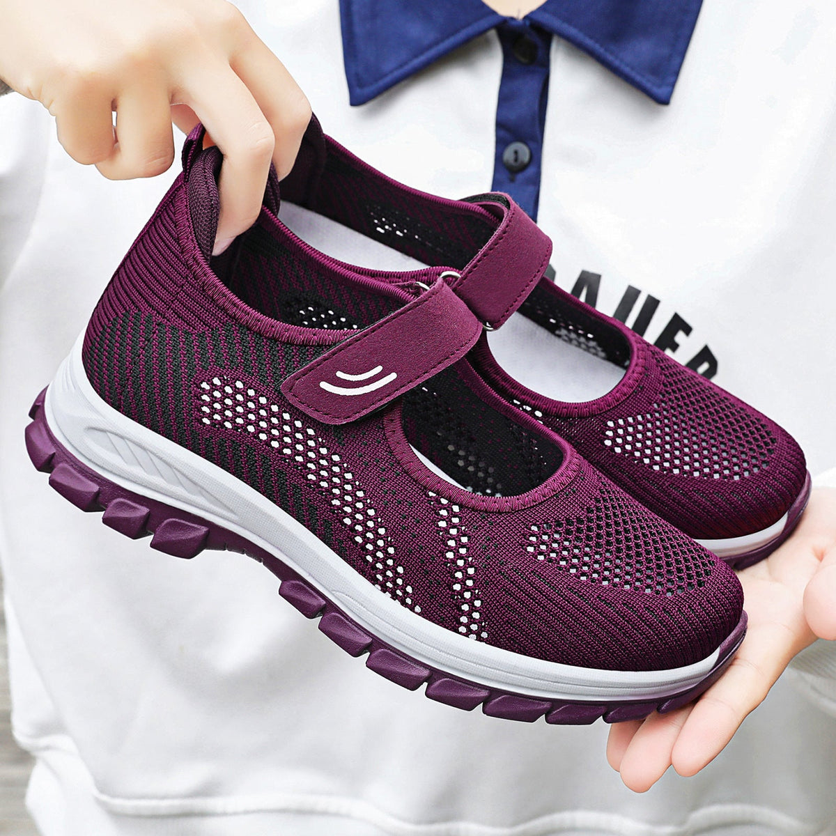 Women's Breathable Fitness Shoes with Practical Velcro Closure