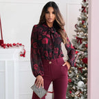Elegant Floral Blouse with Ruffle Details