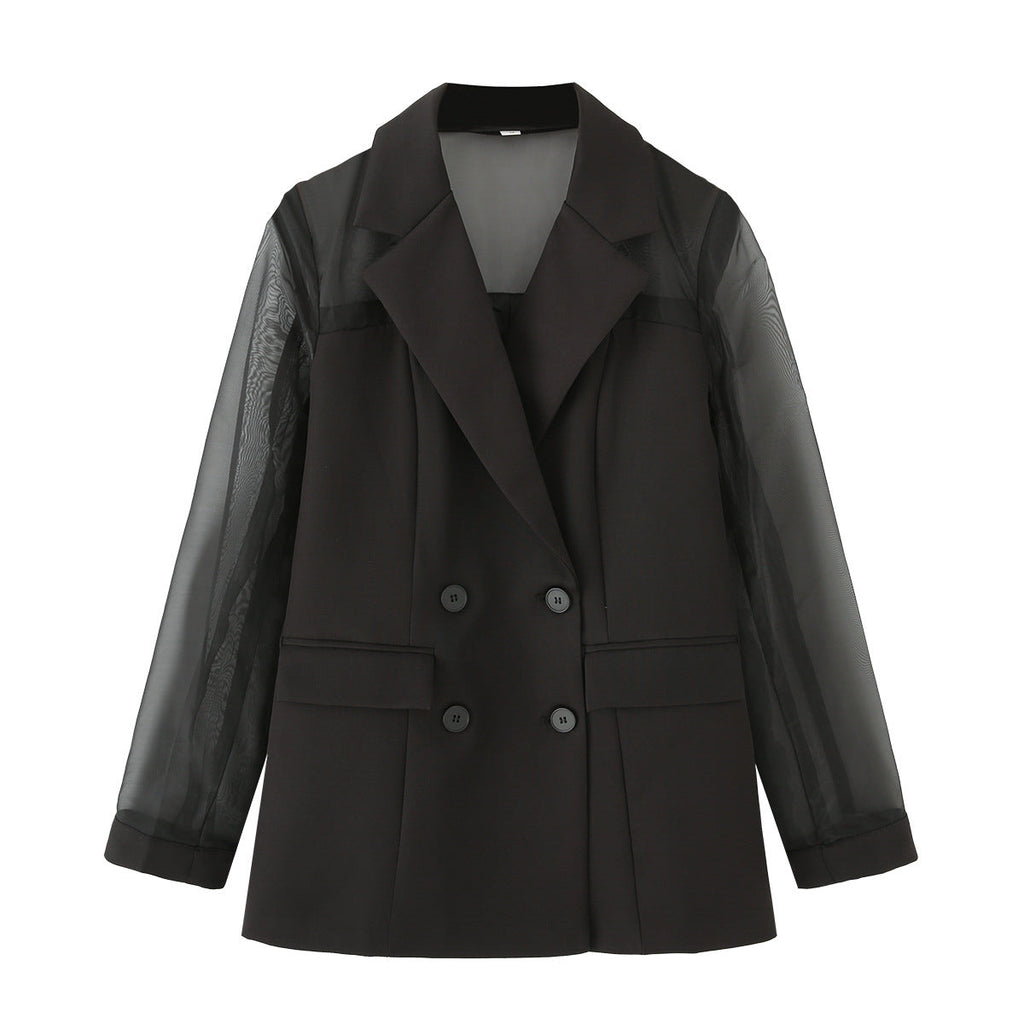 Women's Elegant Blazer with Sheer Sleeves