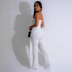 Women's Jumpsuit with Elegant Bustier Bodice and Contrasting Hem Accents
