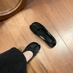 Women's Ballet Flats with Delicate Bow and Block Heel