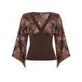 Women's Long-Sleeve Blouse with Voluminous Sleeves and Floral Print