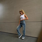 Women's High-Waist Patchwork Denim Jeans