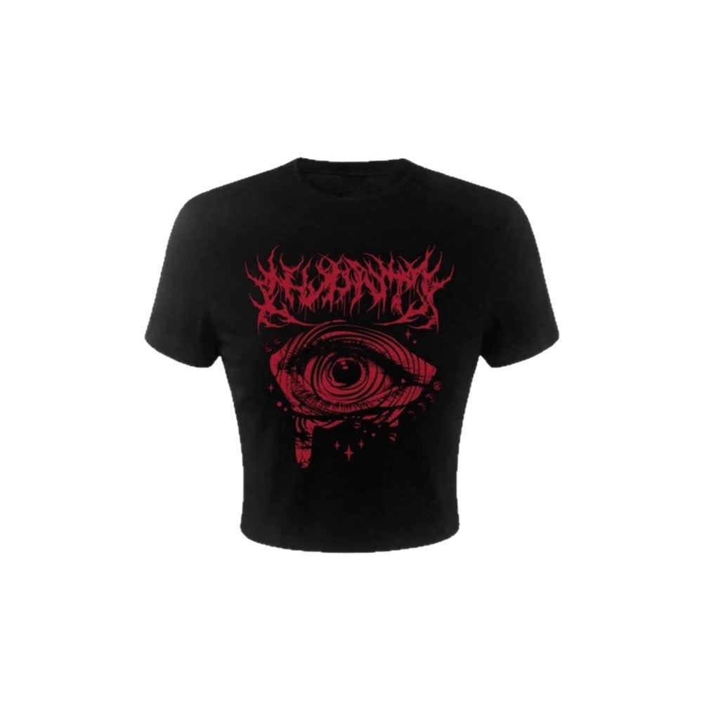 Women's Crop T-Shirt with Artistic Graphic and Statement Print