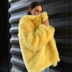 Women's Elegant Faux Fur Jacket with Soft Lining and Voluminous Cut