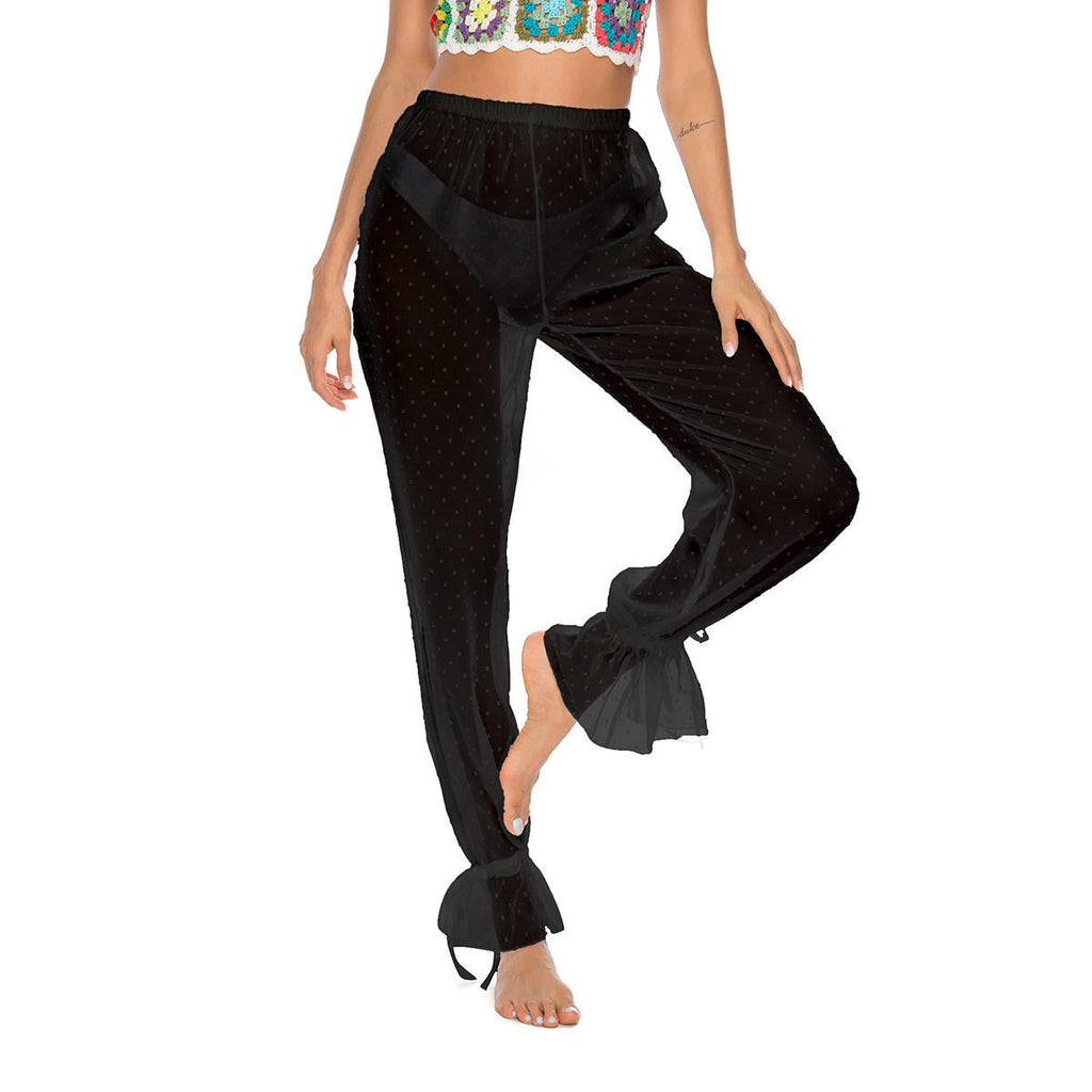 Women's Elegant and Airy Palazzo Trousers with Ruffle Details