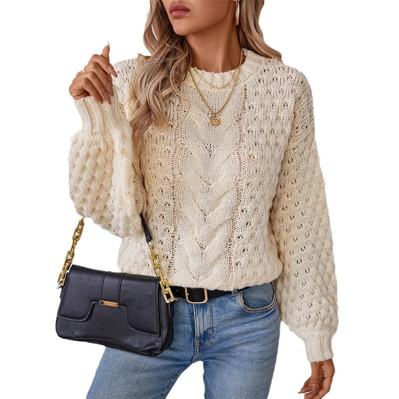 Women's Cozy Cable Knit Sweater with Relaxed Fit