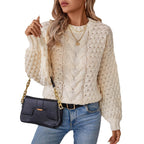 Women's Cozy Cable Knit Sweater with Relaxed Fit