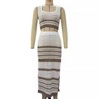 Elegant Two-Piece Knit Set with Geometric Cutout Design