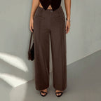 Women's Elegant Wide-Leg Fabric Trousers