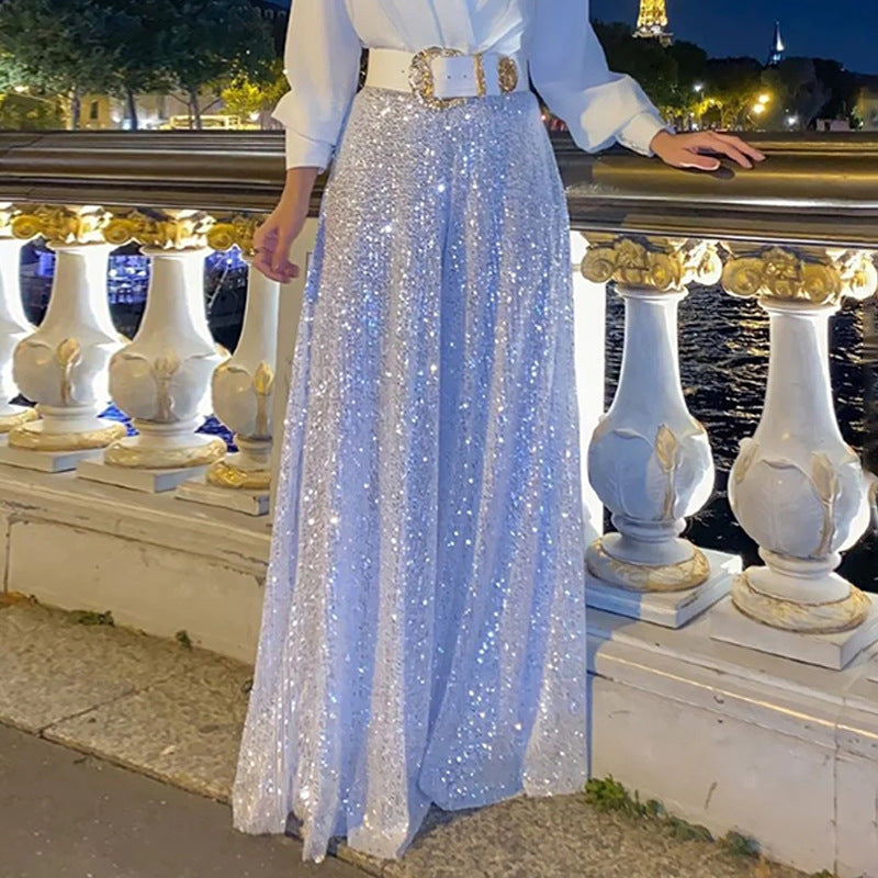 Women's Elegant Sequin Jumpsuit with Long Cut