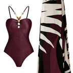 Women's Swimsuit with Trendy Cut-Out and Elegant Wrap Skirt