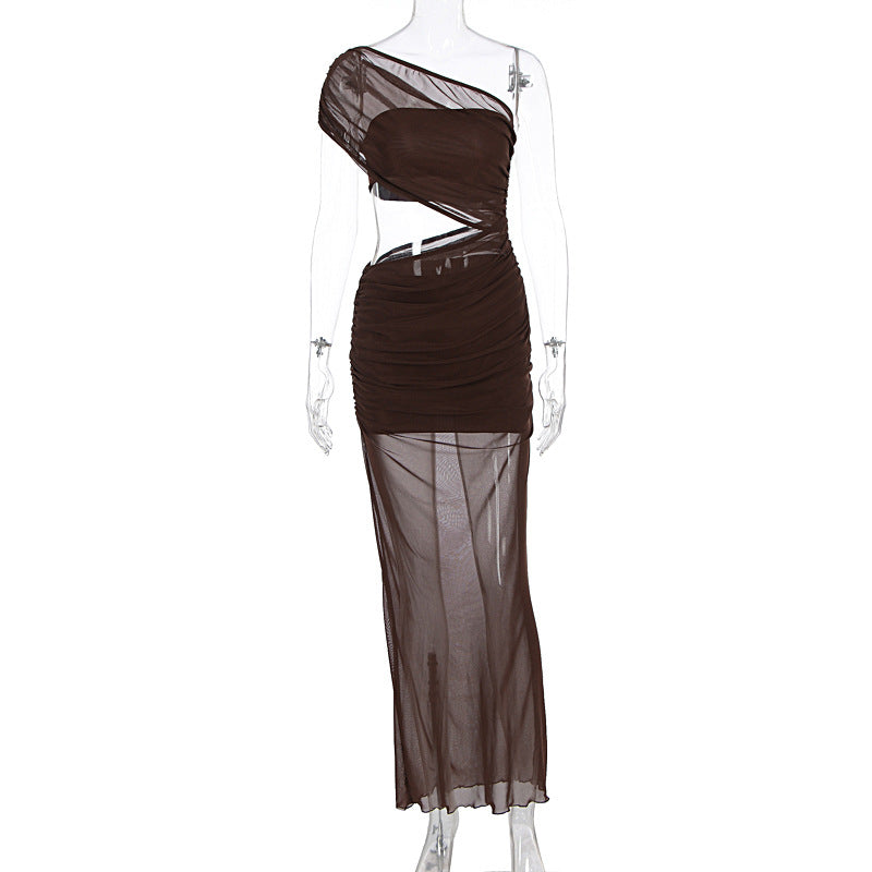 Women's Asymmetric Wrap Dress with Refined Ruffles